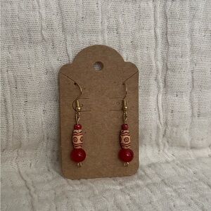 Elegant Red Beaded Earrings